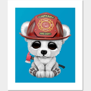 Cute Baby Polar Bear Firefighter Posters and Art